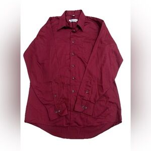 GEOFFREY BEENE Mens Red Classic Long Sleeve Button Up Dress Shirt Red 16 34/35 R